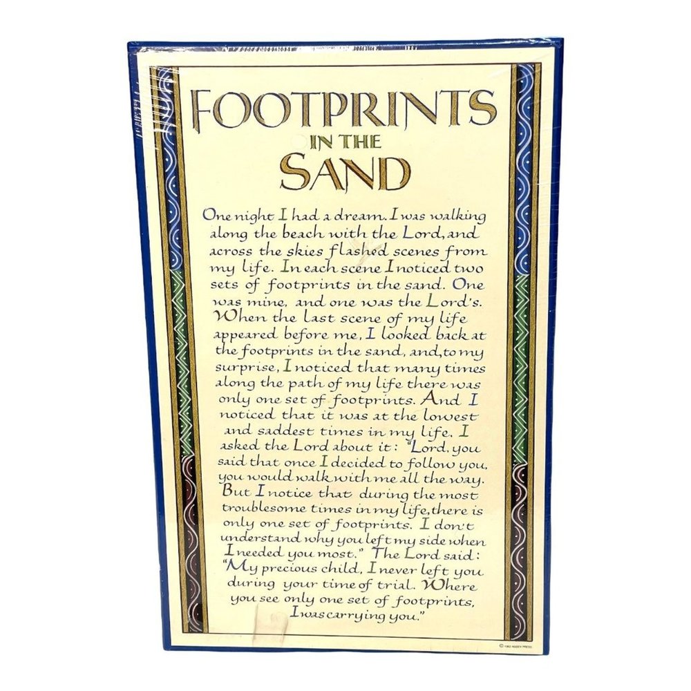 Footprints in the Sand Wood Plaque Vintage Inspirational Decor